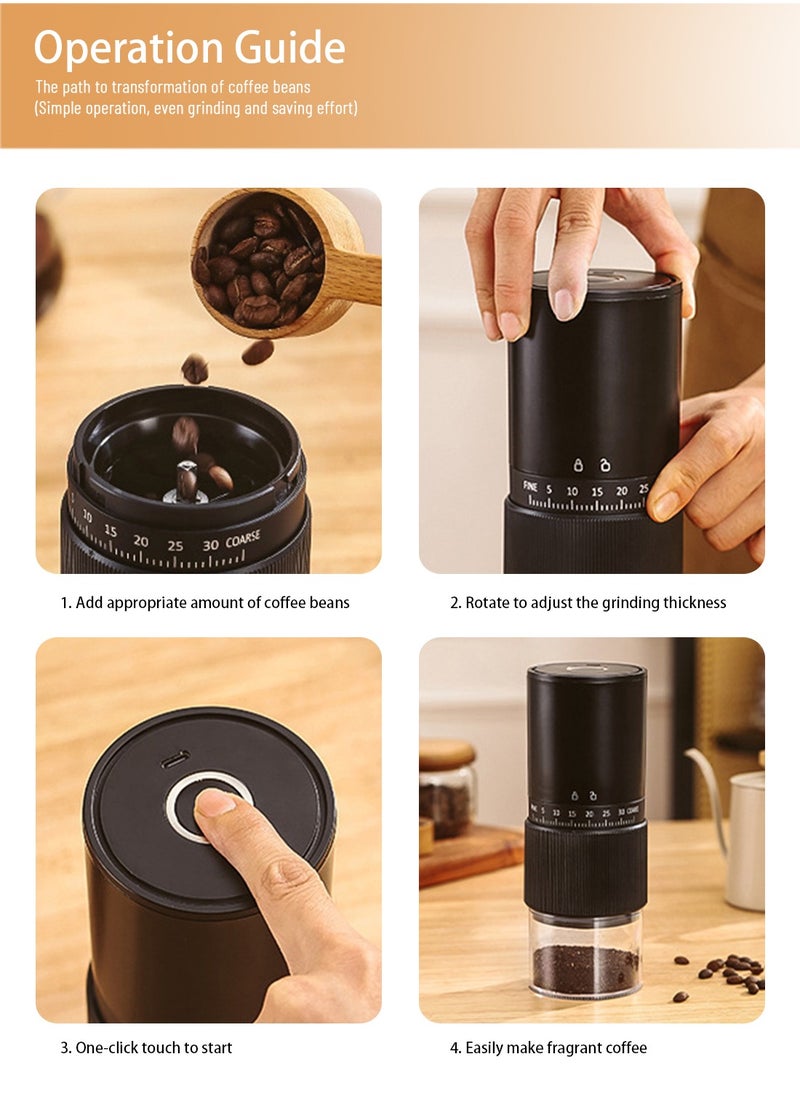 EqiEch Electric Coffee Grinder with 30 External Adjustable Settings, Rechargeable Automatic Coffee grinder with 25g Capacity,Conical Burr Coffee Grinder with Crank for Travel, Camping, Office, Espresso, Pour Over, etc  - Image 4