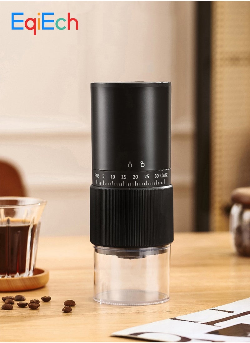 EqiEch Electric Coffee Grinder with 30 External Adjustable Settings, Rechargeable Automatic Coffee grinder with 25g Capacity,Conical Burr Coffee Grinder with Crank for Travel, Camping, Office, Espresso, Pour Over, etc  - Image 1