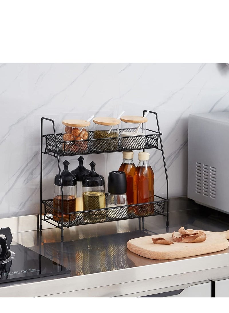 MIXDE - Spice Rack Organizer for Countertop,2 Tier Bathroom Shelf,Desktop Makeup Organizer,Small Storage Rack for Kitchen,Bath Room,Bedroom - Image 1
