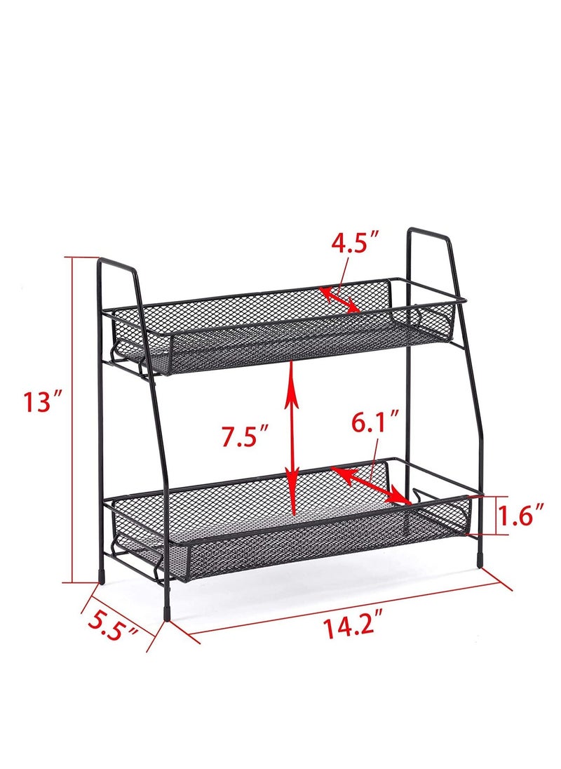 MIXDE - Spice Rack Organizer for Countertop,2 Tier Bathroom Shelf,Desktop Makeup Organizer,Small Storage Rack for Kitchen,Bath Room,Bedroom - Image 1