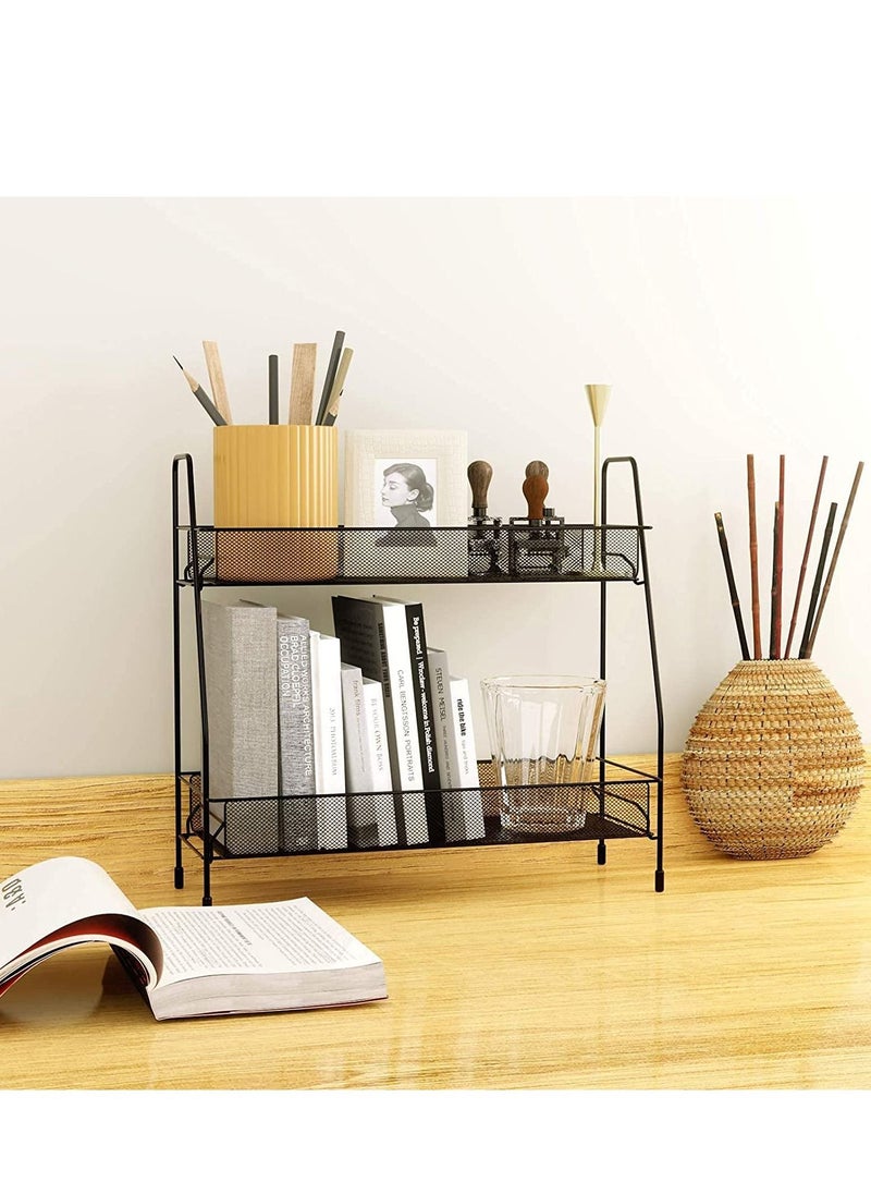 MIXDE - Spice Rack Organizer for Countertop,2 Tier Bathroom Shelf,Desktop Makeup Organizer,Small Storage Rack for Kitchen,Bath Room,Bedroom - Image 1
