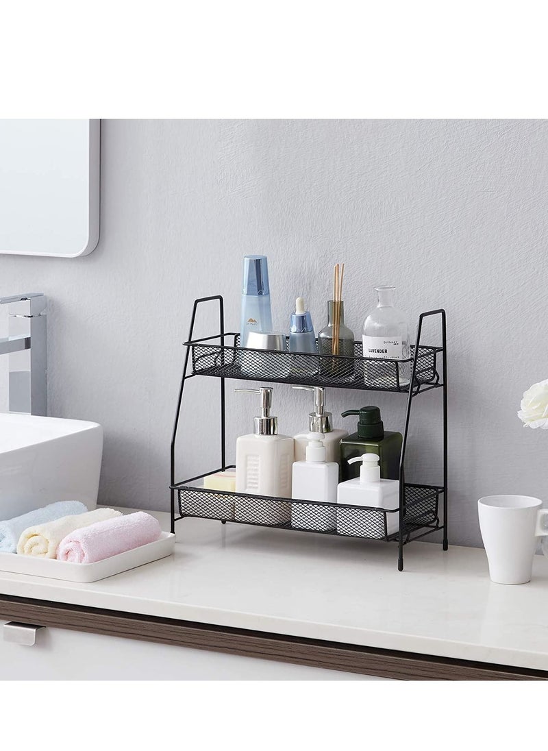 MIXDE - Spice Rack Organizer for Countertop,2 Tier Bathroom Shelf,Desktop Makeup Organizer,Small Storage Rack for Kitchen,Bath Room,Bedroom - Image 1