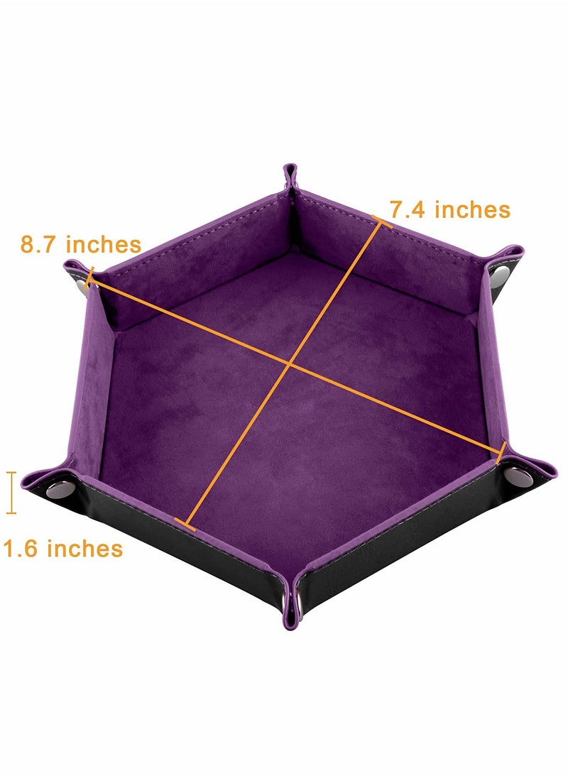 Generic - Dice Tray Hexagon Dice Rolling Holder Folding PU Leather Dice Trays 6 Pieces for Dice Games Like RPG, DND and Other Table Games (Cyan, Black, Violet, Pink, Camel, Sky Blue) - Image 1
