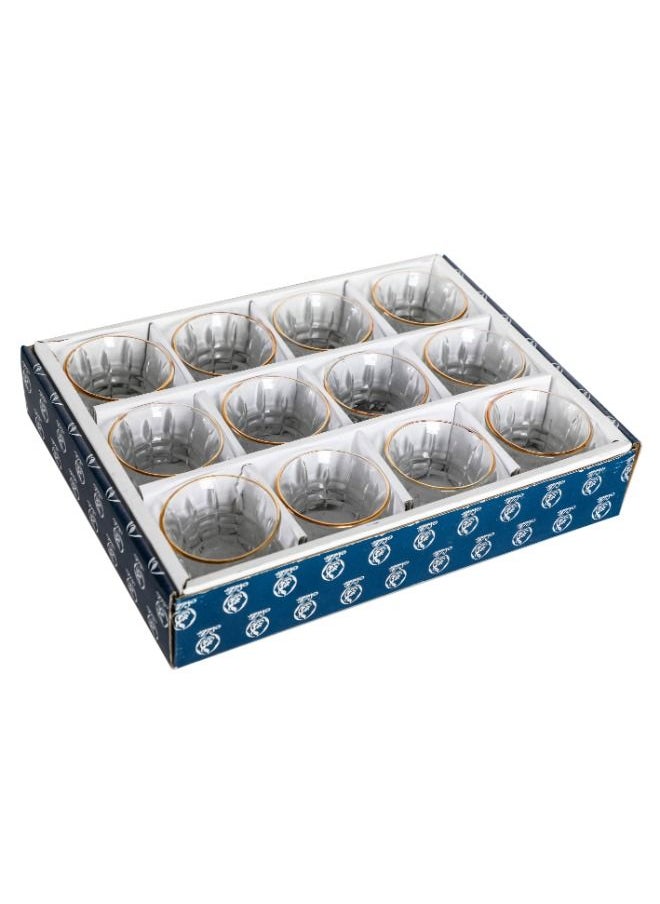 Soleter Cawa Set Of Arabic Coffee Cups With Gold Rim Traditional Design Transparent Set Of 12pcs  - Image 1