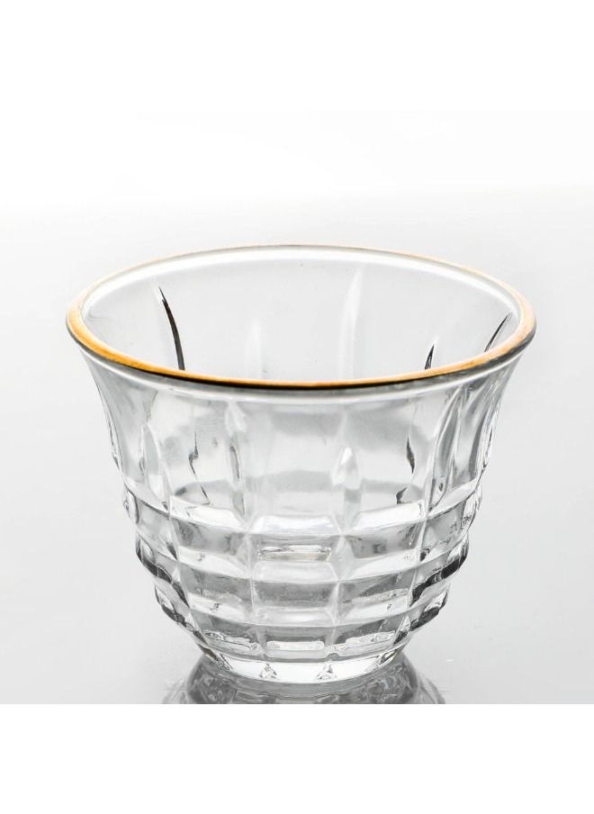 Soleter Cawa Set Of Arabic Coffee Cups With Gold Rim Traditional Design Transparent Set Of 12pcs  - Image 2