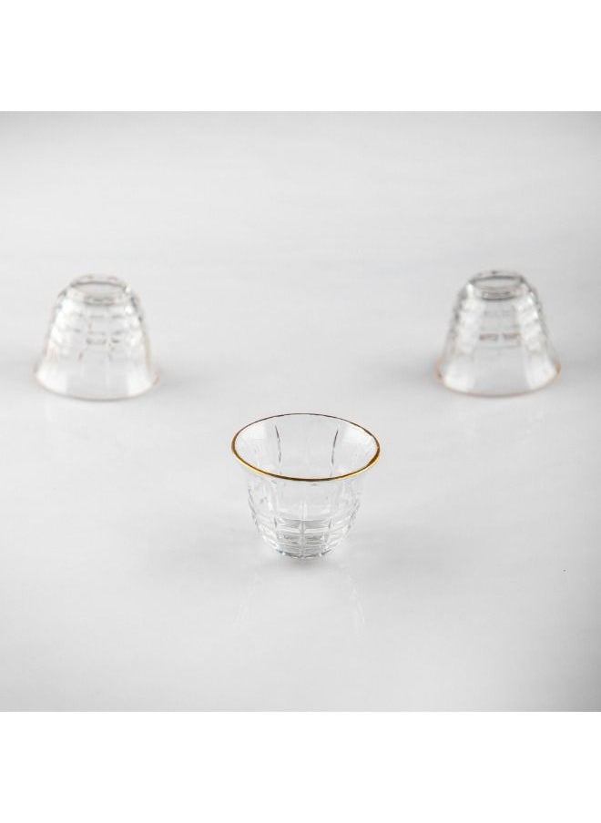 Soleter Cawa Set Of Arabic Coffee Cups With Gold Rim Traditional Design Transparent Set Of 12pcs  - Image 5