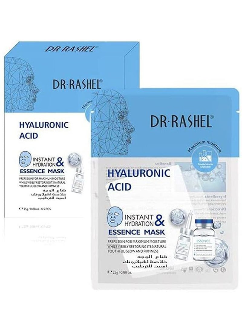 Rashell Cosmetics Pack Of 5 Instant And Hyaluronic Essence Face Mask 5 x 25g  - Image 2