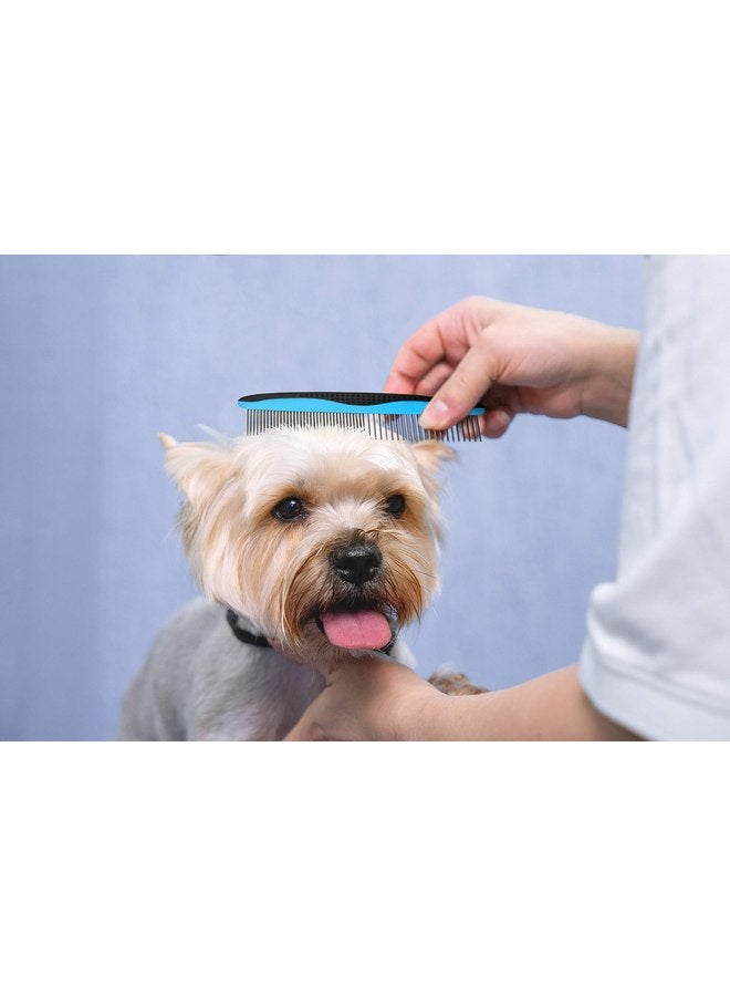 بتس فيرست مجموعة مكونة من مشطين صغيرين وكبيرين للكلاب من Pets First، مشط للحيوانات الأليفة للسلالات والمناطق الصغيرة والكبيرة. مقبض مريح ممتاز مضاد للانزلاق لكلبك وقطتك مع مقبض متين من الفولاذ المقاوم للصدأ - Image 5