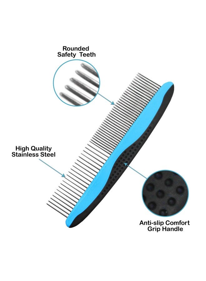 بتس فيرست مجموعة مكونة من مشطين صغيرين وكبيرين للكلاب من Pets First، مشط للحيوانات الأليفة للسلالات والمناطق الصغيرة والكبيرة. مقبض مريح ممتاز مضاد للانزلاق لكلبك وقطتك مع مقبض متين من الفولاذ المقاوم للصدأ - Image 2