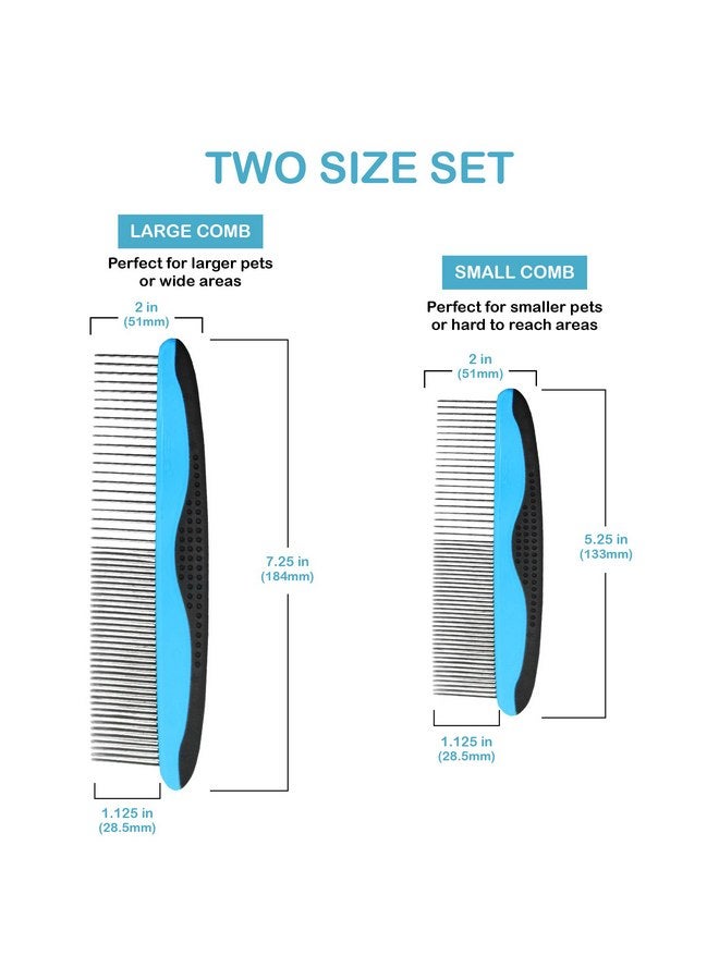 بتس فيرست مجموعة مكونة من مشطين صغيرين وكبيرين للكلاب من Pets First، مشط للحيوانات الأليفة للسلالات والمناطق الصغيرة والكبيرة. مقبض مريح ممتاز مضاد للانزلاق لكلبك وقطتك مع مقبض متين من الفولاذ المقاوم للصدأ - Image 3