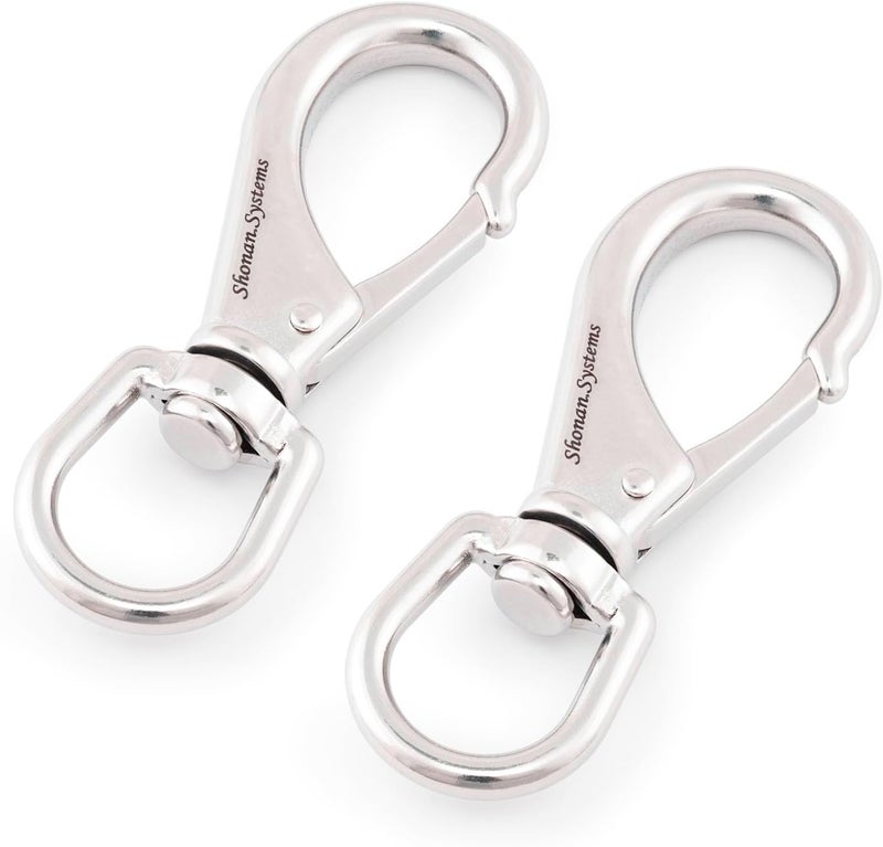 Shonan.Systems SHONAN Large Stainless Steel Swivel Snap Hooks, 2 Pack 4.6 Inch Heavy Duty Boat Hooks, Large Spring Clips for Boat Anchor Ropes and Cables - Image 5