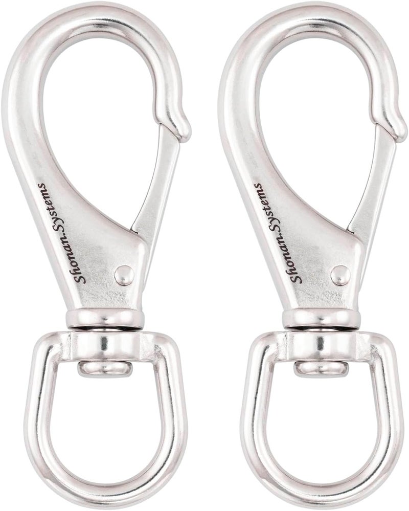Shonan.Systems SHONAN Large Stainless Steel Swivel Snap Hooks, 2 Pack 4.6 Inch Heavy Duty Boat Hooks, Large Spring Clips for Boat Anchor Ropes and Cables - Image 1
