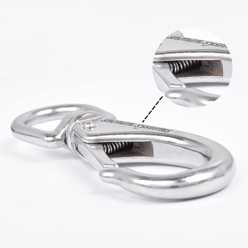 Shonan.Systems SHONAN Large Stainless Steel Swivel Snap Hooks, 2 Pack 4.6 Inch Heavy Duty Boat Hooks, Large Spring Clips for Boat Anchor Ropes and Cables - Image 4
