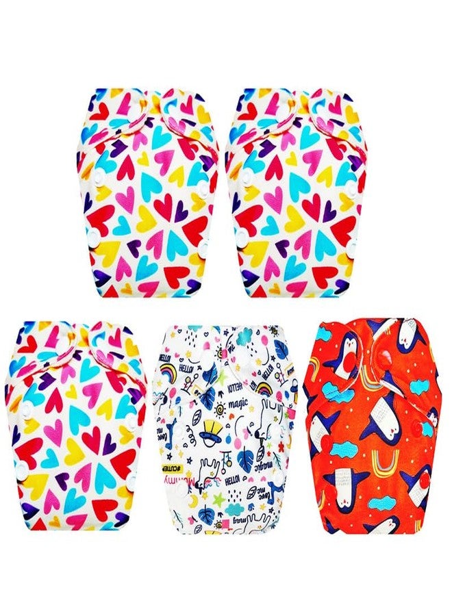 Dumbledo Premium Newborn Cloth Diaper with Integrated Soaker (Pack of 5) | Dry Feel and Comfortable | Reusable & Washable | Adjustable Snaps | Designed by Moms | 0 - 4 Months | Unisex Baby - Image 1