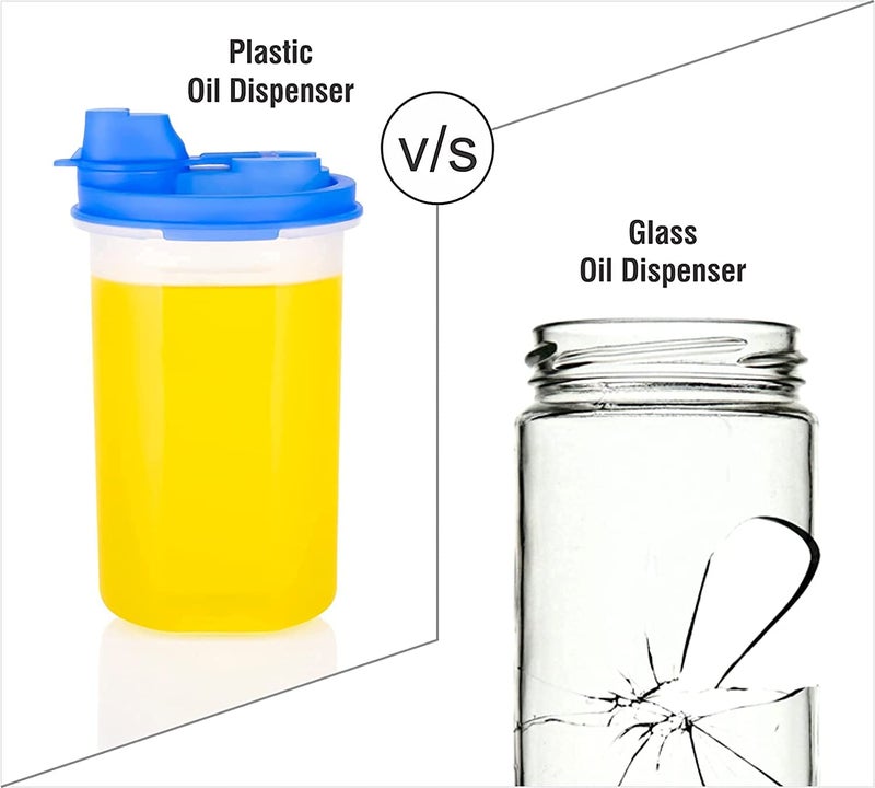 KBS Oil Bottle Dispenser Container Unbreakable Plastic Kitchen Accessories Items (PACK-OF-2-650ML) - Image 2