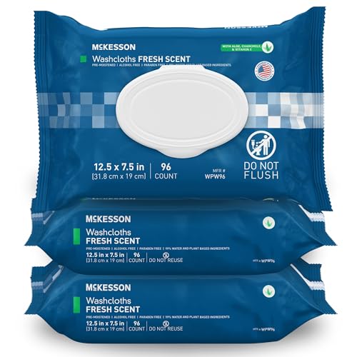 McKesson Washcloth Wipes for Adults Scented 3 Pack 288 Washcloths Disposable Wash Cloths for Body NoRinse Formula with Snap Lid Good for Incontinence and Elderly 96 Wipes Per Pack - Image 2