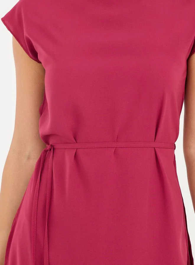 Styli Solid Round Neck Longline Top and Wide Leg Pant Set