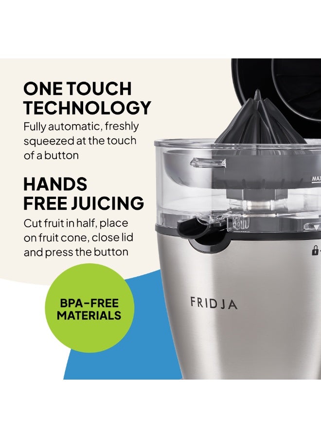 Fridja f900 Automatic Citrus Juicer – One-Button Operation, No Spills or Splashes, Easy to Clean – Stainless Steel Orange & Grapefruit Squeezer for Fresh Juice – 50W - 400ml [Energy Class A+] - Image 3