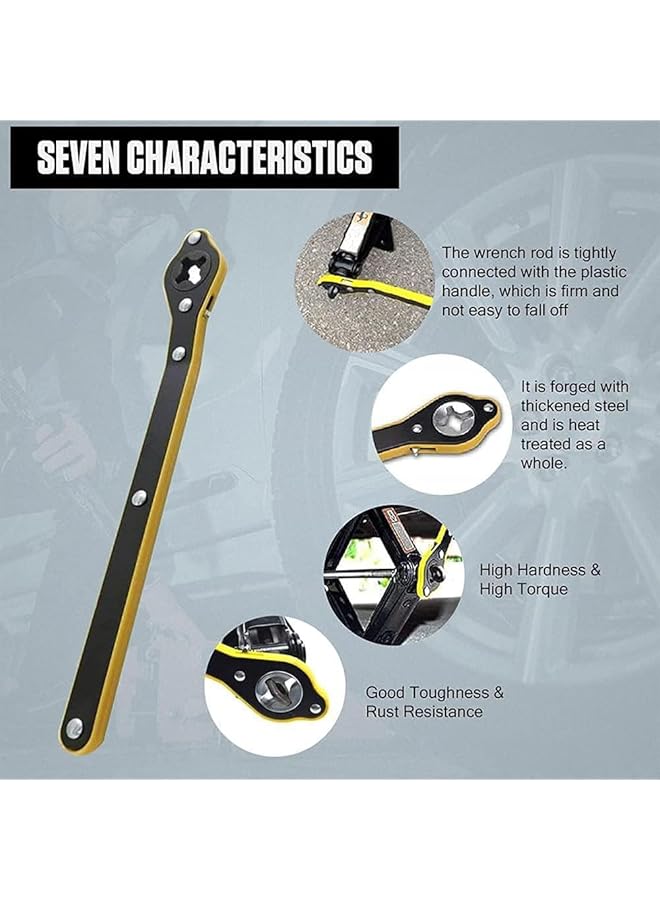 X Spring Labor Saving Wrench, Durable Lug Spanner For Vehicle Maintenance, High Strength Steel Jack Ratchet Tool, Swivel Maintenance Wrench With Easy To Use, Scissor Jack Handle For Cars, Motorcycles - Image 2