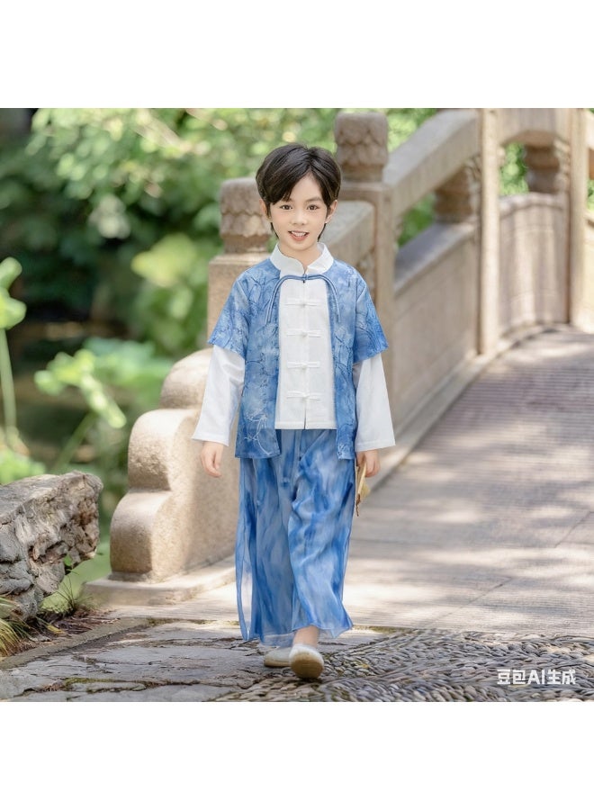 ليانغ سان تشي والنوع الجديد من الأزياء الذكورية الجديدة للأطفال -الصيني التقليدي الصيني تانغفنغ، والزي الوطني الخريف، والزي اليومي المريح والمريح - Image 2