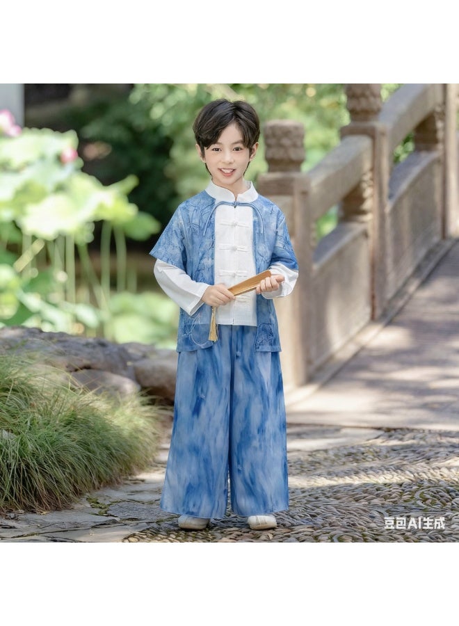 ليانغ سان تشي والنوع الجديد من الأزياء الذكورية الجديدة للأطفال -الصيني التقليدي الصيني تانغفنغ، والزي الوطني الخريف، والزي اليومي المريح والمريح - Image 3