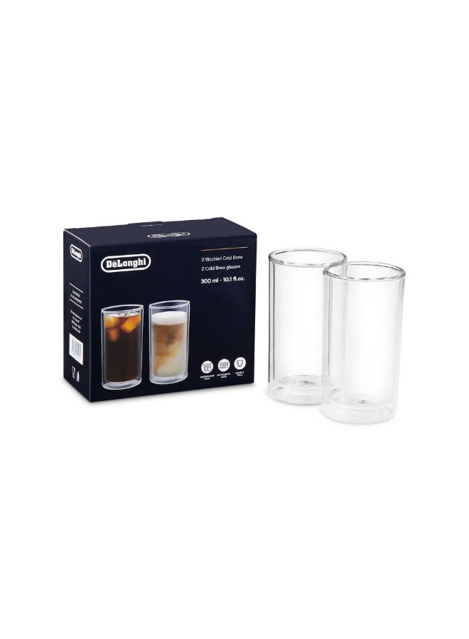 De'Longhi Cold Brew Glasses - Pack of 2 x 300ml, Hand-Blown Borosilicate Double Wall, Dishwasher and Microwave Safe, 1-Year Manufacturer Warranty - DLSC325 - Image 1