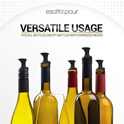 Esatto Pour and Seal, Plastic Bottle Pourers With Built In Lid – Easy and Precise Pouring, Lid for Storing and Healthy Practices, Professional Bar Tool, Pack of 12 Pieces Wine Stopper Pourer (Black) - Image 3