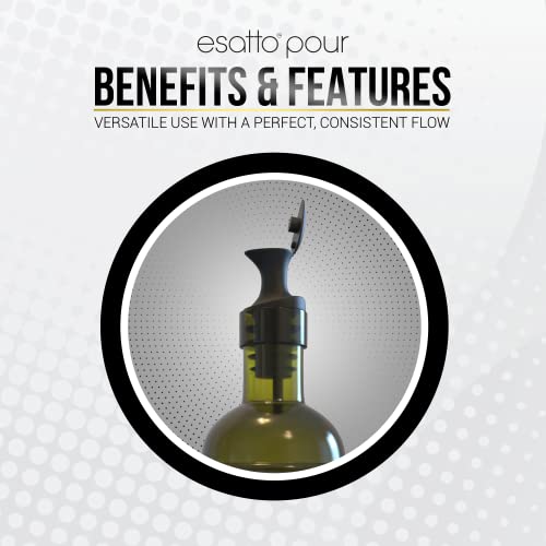 Esatto Pour and Seal, Plastic Bottle Pourers With Built In Lid – Easy and Precise Pouring, Lid for Storing and Healthy Practices, Professional Bar Tool, Pack of 12 Pieces Wine Stopper Pourer (Black) - Image 4