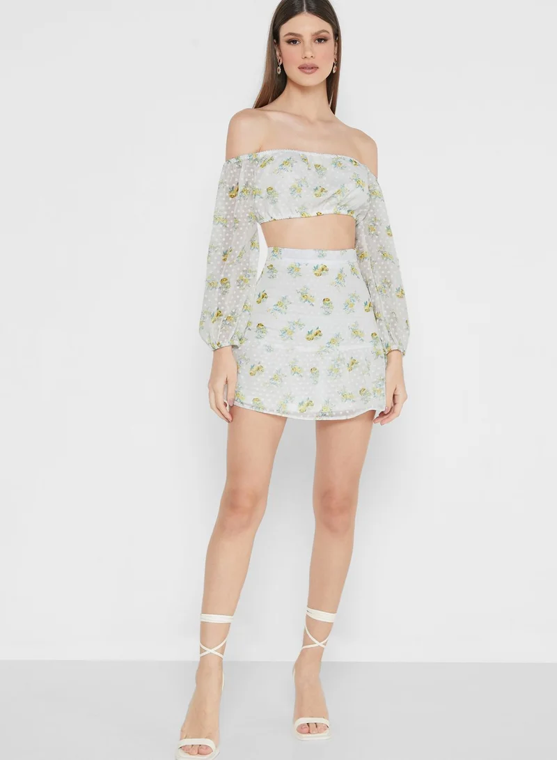 Miss Selfridge Tiered Hem Printed Skirt