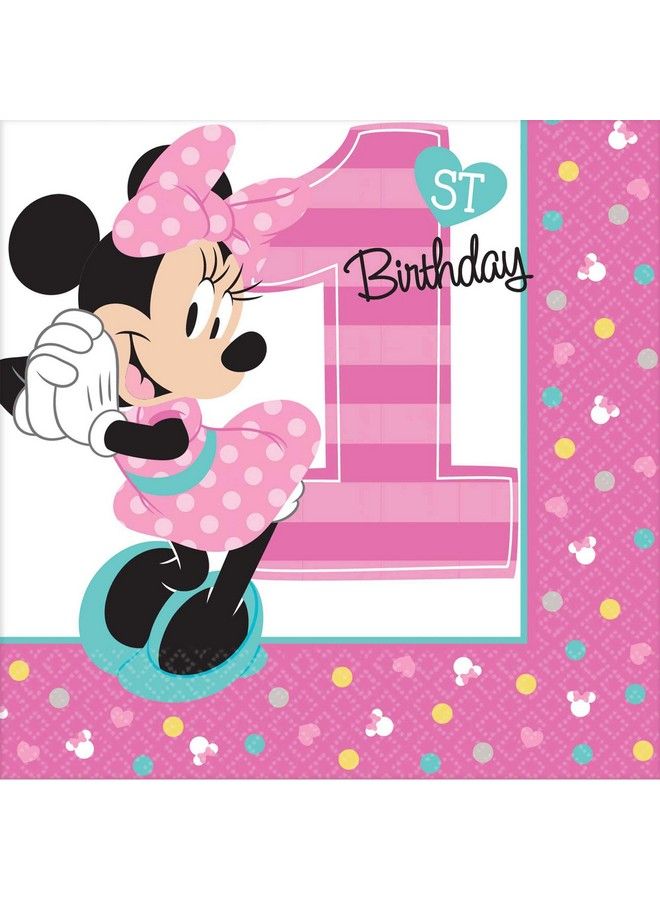 Amscan 1St Birthday Minnie Mouse Beverage Napkins 16 Count Party Supplies Minnie Fun To Be One! Pink One Size Model: 501834 - Image 2