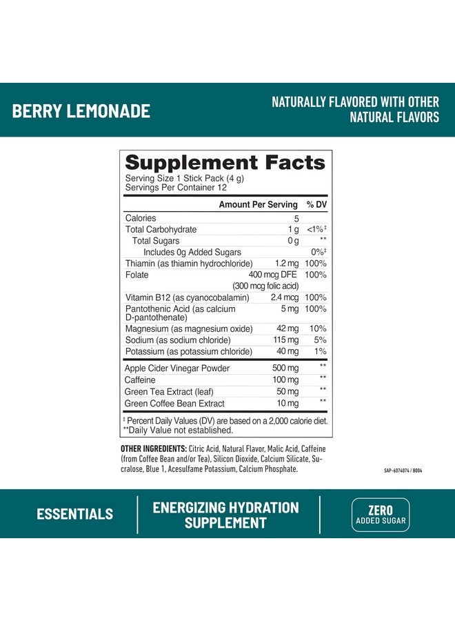 سليم فاست أكياس ترطيب سليم فاست، إلكتروليتات الصيام المتقطع، مزيج مشروب طاقة مسحوق، كافيين من مصادر طبيعية - عصير ليمون بالتوت (١٢ كيسًا) - Image 3