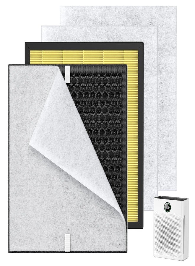 isingo 2 Pack PR1 Replacement Filter for Mooka Mode PR1 Air Purifier, H13 True HEPA Filter for Home Large Room up to 2200sq.ft, 4Pcs Washable Pre Filter Removes Pollen Dander Smoke Pet Hair Dust, Yellow - Image 1