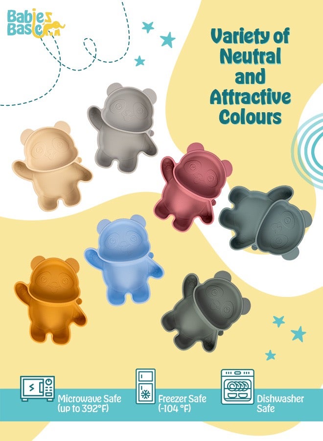 بابيز_بيسك مجموعة تغذية، 3 قطع، مجموعة سيليكون للتغذية الذاتية، سهلة الامساك، طبق سيليكون بوظيفة الشفط مع ملعقة وشوكة سيليكون. - Image 4