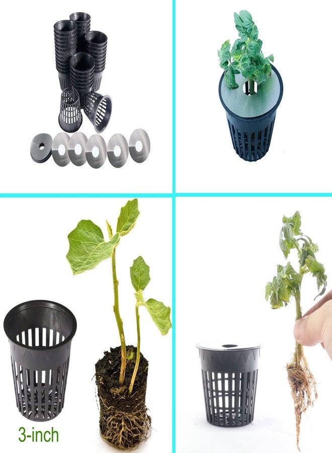 HORTIPOTS عبوة من 32 وعاء شبكي مقاس 3 بوصات، أكواب شبكية بتصميم حافة عريضة ممتازة مقاس 3 بوصات مع أغطية أكواب شبكية عاكسة مجانية للاستخدام في أنظمة الزراعة المائية والهوائية والأكوابونية (مجموعة من 32 قطعة). - Image 4