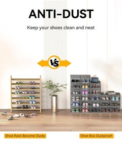 LEOKOR 12 Pack Shoe Storage Box, Shoe Storage Boxes with Lids, Transparent Plastic Stackable Sports Shoes Containers Boxes, Saving Entrance Space 33.5 * 23 * 14CM  - Image 5