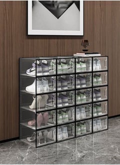 LEOKOR 12 Pack Shoe Storage Box, Shoe Storage Boxes with Lids, Transparent Plastic Stackable Sports Shoes Containers Boxes, Saving Entrance Space 33.5 * 23 * 14CM  - Image 2
