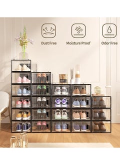 LEOKOR 12 Pack Shoe Storage Box, Shoe Storage Boxes with Lids, Transparent Plastic Stackable Sports Shoes Containers Boxes, Saving Entrance Space 33.5 * 23 * 14CM  - Image 3