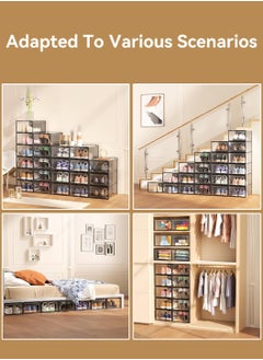 LEOKOR 12 Pack Shoe Storage Box, Shoe Storage Boxes with Lids, Transparent Plastic Stackable Sports Shoes Containers Boxes, Saving Entrance Space 33.5 * 23 * 14CM  - Image 4
