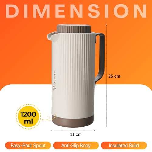 Trueware Amaze ISI Certified Inner Steel Thermoware 1200 ML Hot & Cold Flask Jug, BPA Free, Leak Proof, Ideal for Tea, Coffee, Water, Hot and Cold Beverages - Image 2