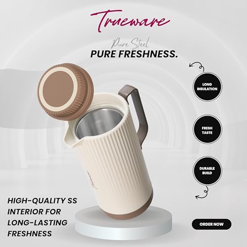 Trueware Amaze ISI Certified Inner Steel Thermoware 1200 ML Hot & Cold Flask Jug, BPA Free, Leak Proof, Ideal for Tea, Coffee, Water, Hot and Cold Beverages - Image 4