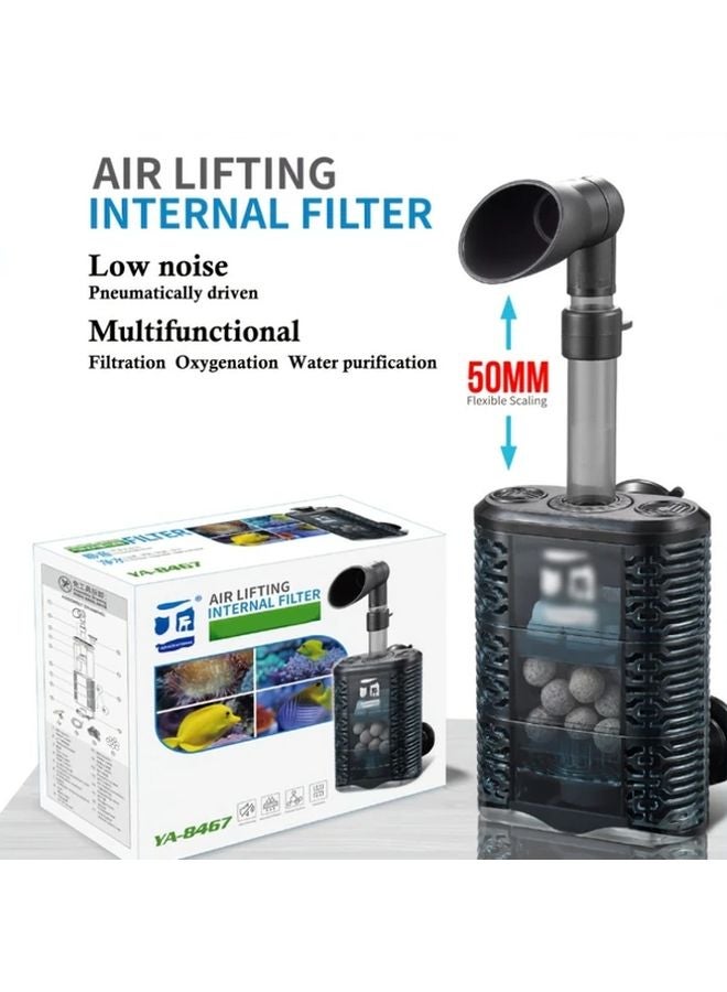 YA 8467 7 في 1 مرشح حوض أسماك داخلي يعمل بالهواء فائق الهدوء متعدد الترشيح - Image 2