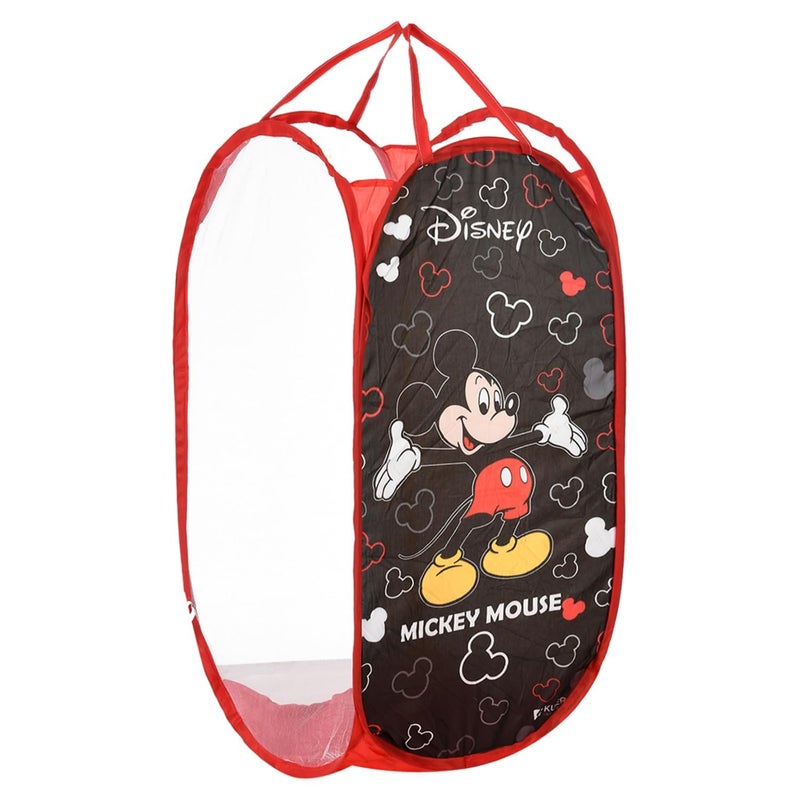 Kuber Industries Disney Mickey Laundry Basket For Clothes|Foldable Pop-Up Laundry Bag|Netted Lightweight Toys Organizer|Reinforced Handles "30"LTR (Black) - Image 2