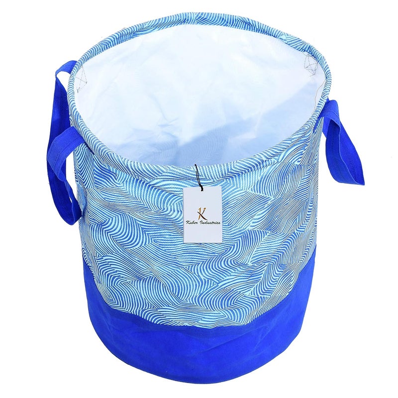 Kuber Industries Printed 2 Pieces Waterproof Canvas Laundry Bag, Toy Storage, Laundry Basket Organizer 45 L (Brown & Blue) CTKTC034635 - Image 5