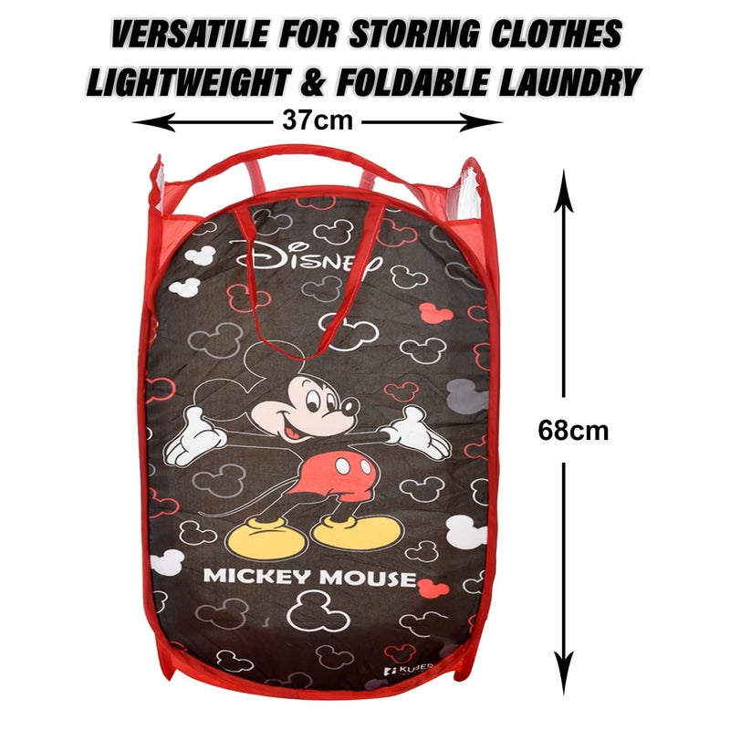 Kuber Industries Disney Mickey Laundry Basket For Clothes|Foldable Pop-Up Laundry Bag|Netted Lightweight Toys Organizer|Reinforced Handles "30"LTR (Black) - Image 5