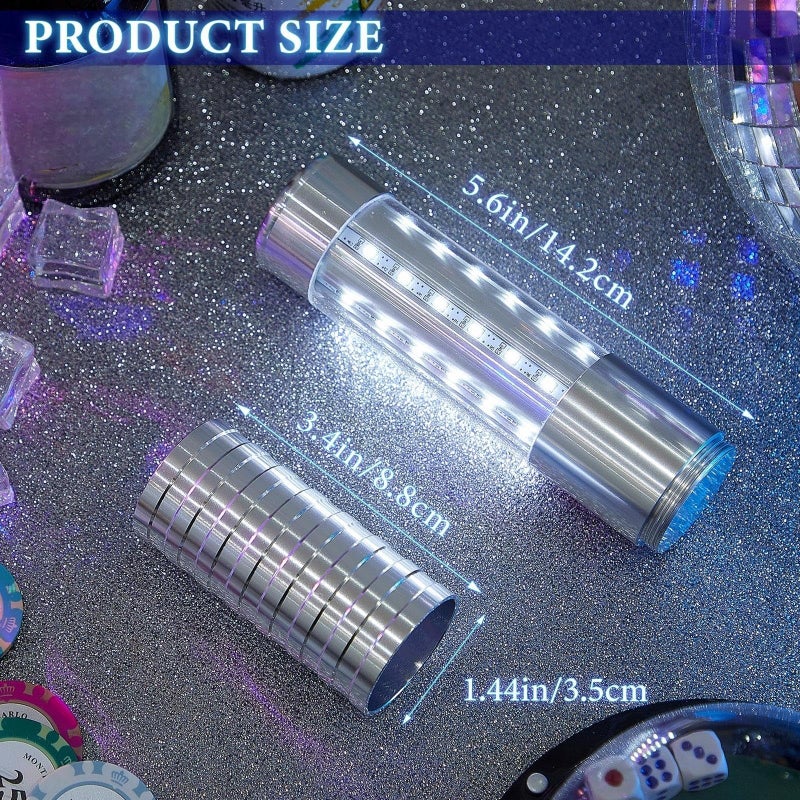 Civaner أضواء خدمة الزجاجات LED ستروب باتون 4 قطع من Civaner - أضواء الفتاة الزجاجة القابلة لإعادة الشحن المحمولة لعلامات النادي اللامعة لحفلات عيد الميلاد وحفلات الزفاف (ضوء فضي أبيض)  - Image 2