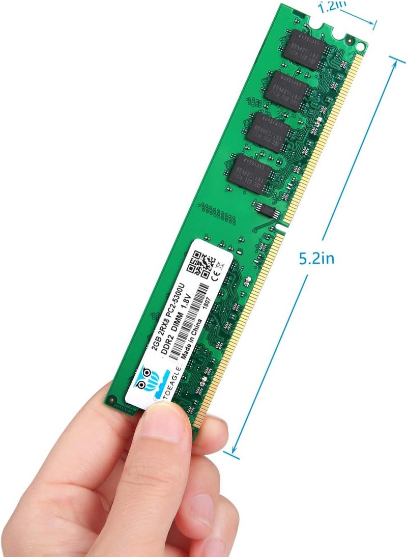 Motoeagle - Motoeagle PC2-5300U 4GB Kit (2GBX2) DDR2 667MHz Udimm RAM 2Rx8 PC2 5300 1.8V Unbuffered Desktop Memory Modules - Image 1