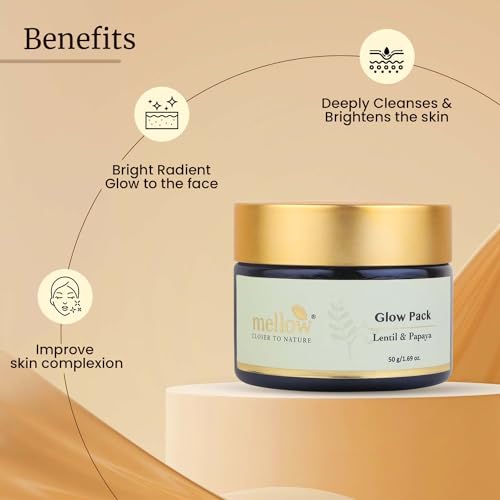 Mellow Herbals Ayurvedic Glow Face Pack | Brightening & Tan Removal | Papaya, Oat Grain & Almond Oil | Natural Exfoliation & Nourishment | Paraben & Silicone-Free | 50gm - Image 3