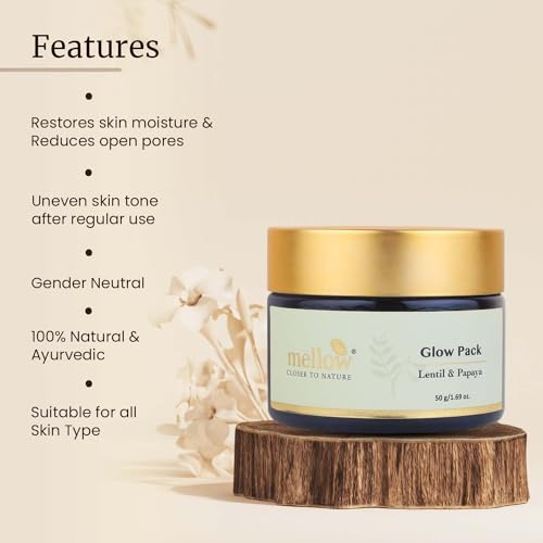 Mellow Herbals Ayurvedic Glow Face Pack | Brightening & Tan Removal | Papaya, Oat Grain & Almond Oil | Natural Exfoliation & Nourishment | Paraben & Silicone-Free | 50gm - Image 4