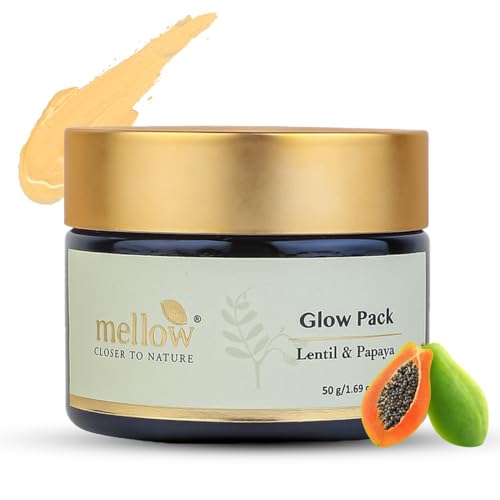 Mellow Herbals Ayurvedic Glow Face Pack | Brightening & Tan Removal | Papaya, Oat Grain & Almond Oil | Natural Exfoliation & Nourishment | Paraben & Silicone-Free | 50gm - Image 1