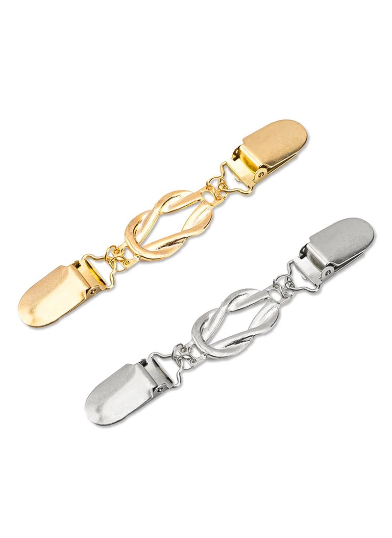 2Pcs Sweater Clasps for Women – Vintage Zinc Alloy Cardigan Clips & Shawl Jacket Collars, Secure Cincher Brooch for Dresses & Sweaters  - Image 1